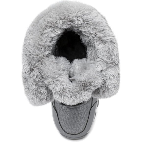 HOBIBEAR Women Waterproof Winter Snow Boots Gray Fur Lined Insulated Warm Shoes - Picture 6 of 7